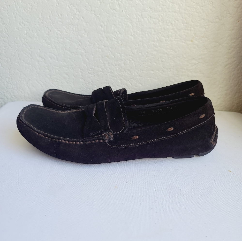 Prada Men's Brown Suede Loafers Size 7.5